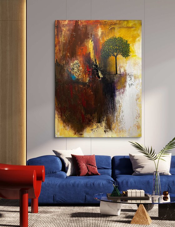 abstract sunset tree neutral