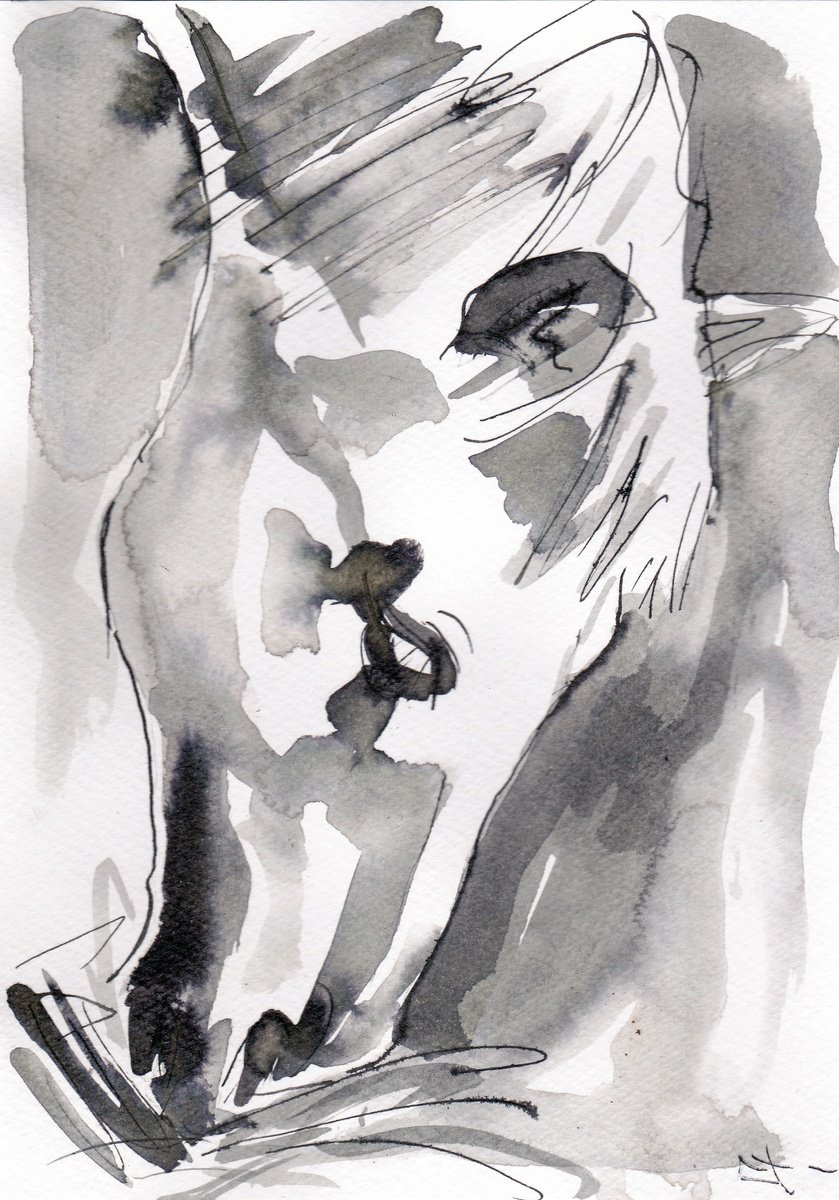 Expressive Animal Ink Drawing By Lionel Le Jeune, 6 X 8", Horse, Original Artwork