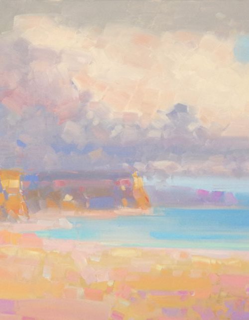 Ocean Side Original oil painting  Handmade artwork One of a kind Large Size by Vahe Yeremyan