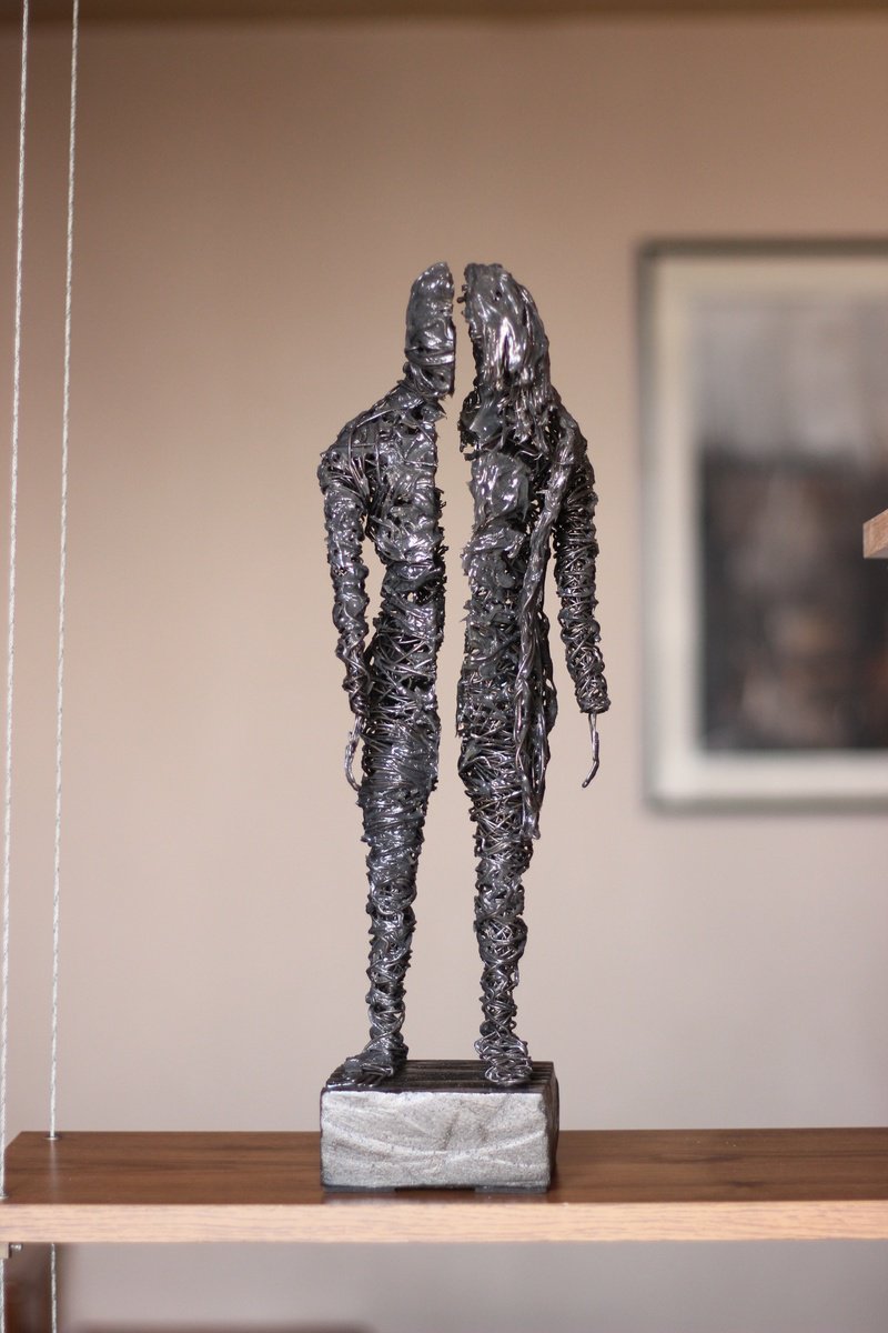 Expressive Portrait Sculpture By Karen Axikyan, 5 X 18", The Space Between, Original Artwork
