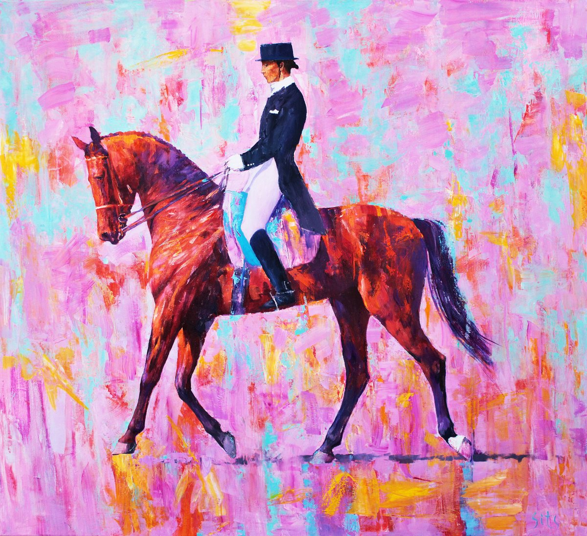 Abstract Portrait Oil Painting By Andrei Sitsko, 39 X 36, Princess, Original Artwork