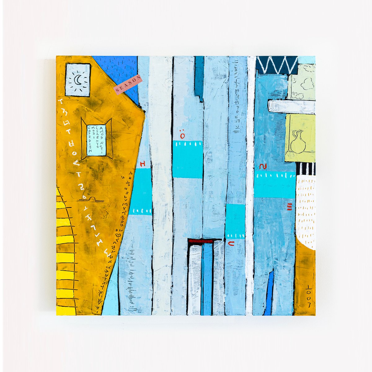 Abstract Acrylic Painting By Hyunah Kim, 24 X 24, My Dear Neighborhood I, Original Artwork