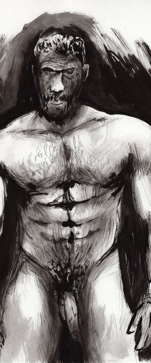 Male Nude In Ink by Anton Maliar