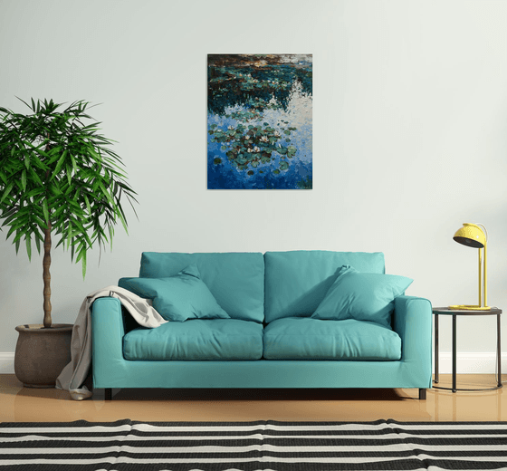 Water Lilies - Original Oil painting - FREE SHIPPING