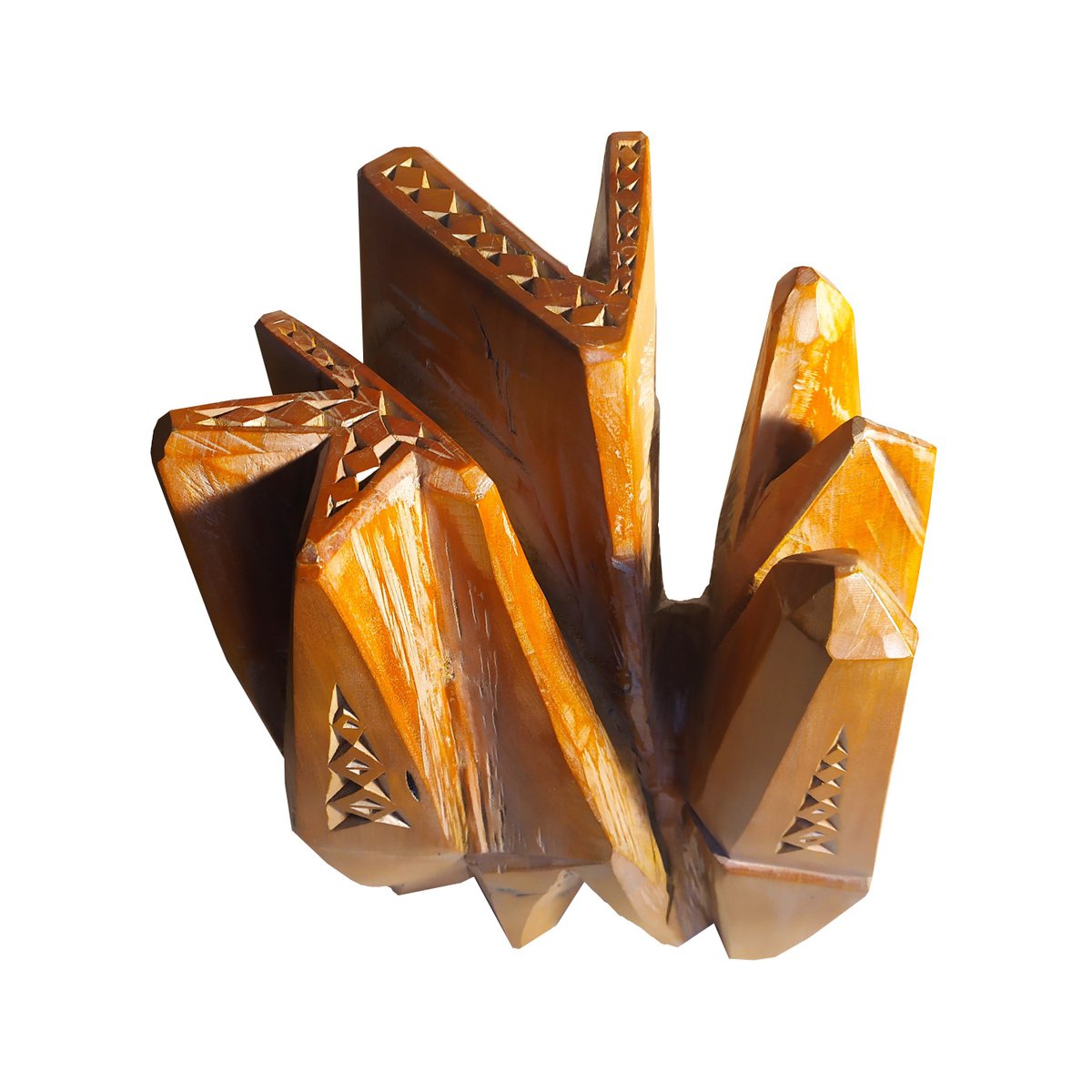 Abstract Wood Sculpture By George Troyanov, 10 X 17, Jasper, Original Artwork