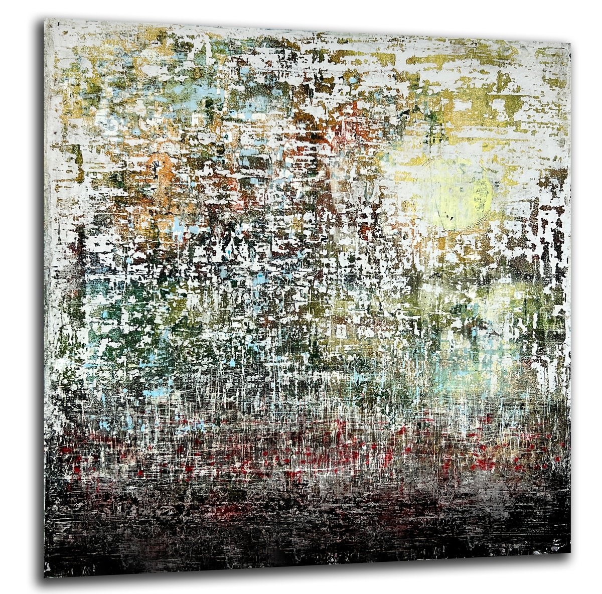 Abstract Landscape Acrylic Painting By Robert Tillberg, 48 X 48", Autumn Roses, Original Artwork