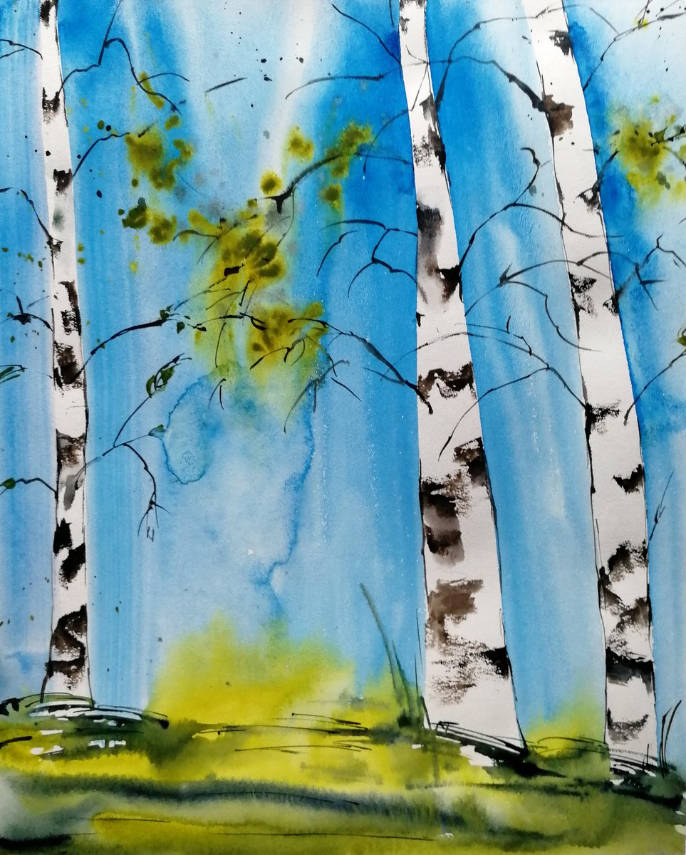 Forest painting/ Trees painting by Marina Zhukova