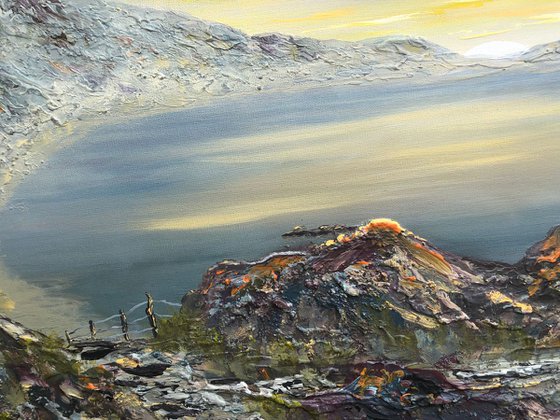Lulworth Cove on a large textured canvas