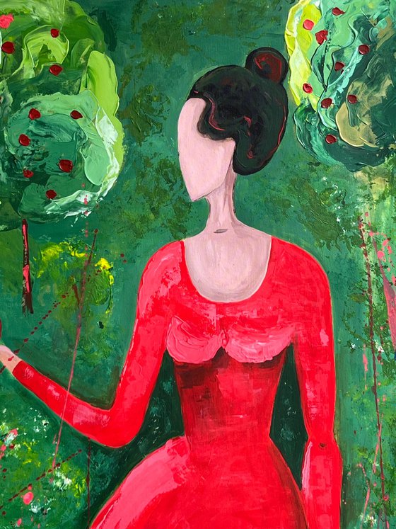 Woman with Apple Painting