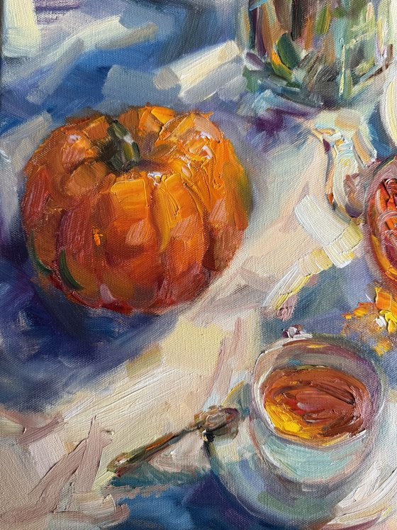 Still life with hot tea