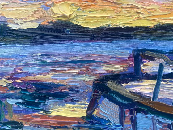 "Sunset in the Volga river"