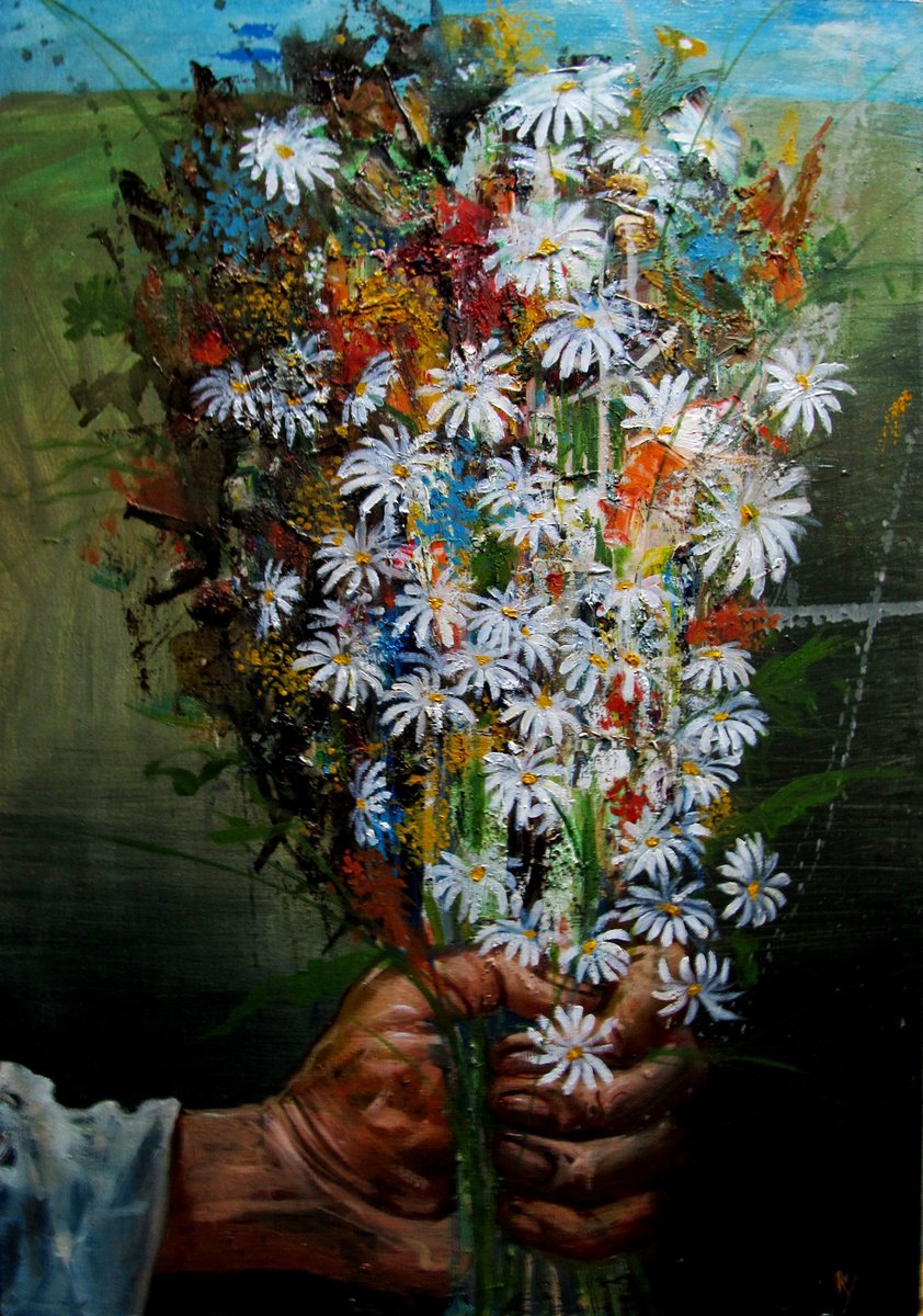 Illustrative Botanical Oil Painting By Serhiy Roy, 14 X 20", A Bouquet For You!, Original Artwork