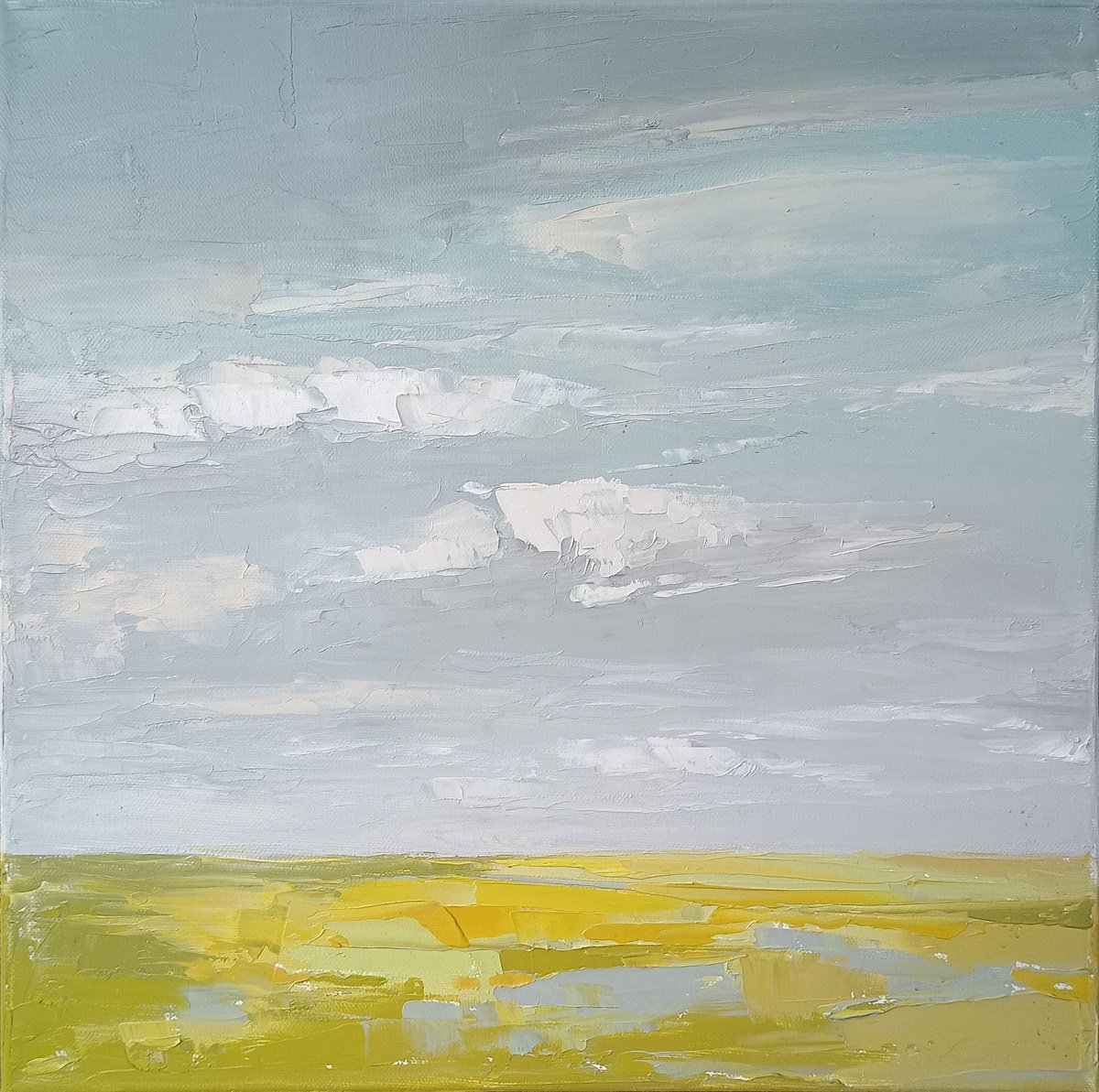 Expressive Landscape Oil Painting By Emilia Milcheva, 16 X 16, Wide Heart, Original Artwork