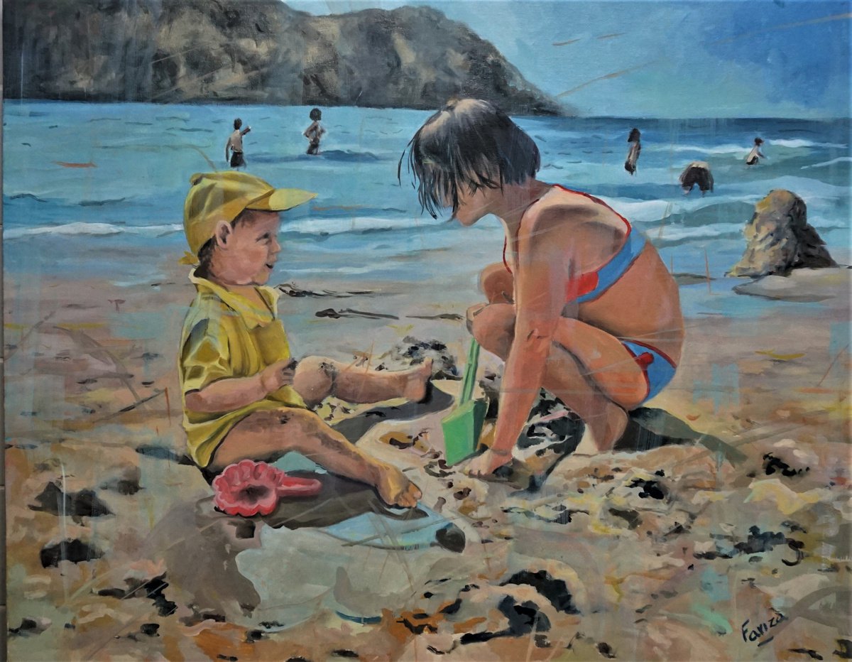 Ninos en la playa by Amaya Fernandez Fariza
