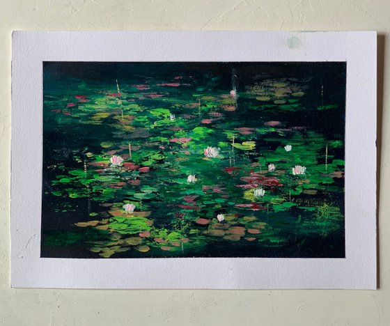 Abstract water lilies! A4 Painting on paper