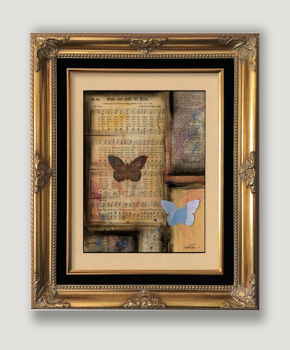 Abstract Collage By Kathy Morton Stanion, 9 X 11", Butterfly Medley 4, Original Artwork