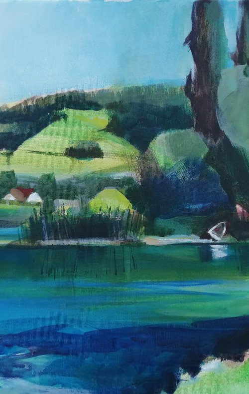 Rhine in Thurgau - Island Werd - Landscape by Olga David