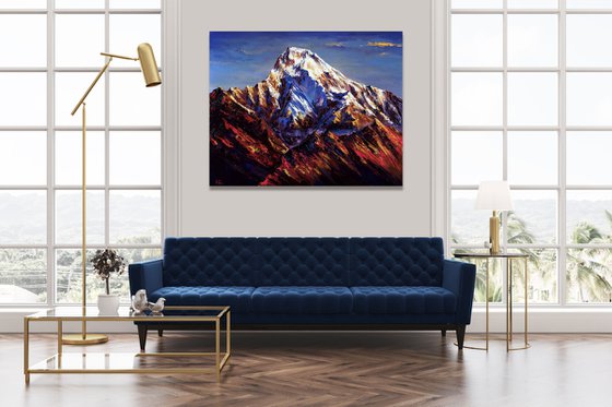 Annapurna Mountains painting art Everest Mountain Himalayas Nepal