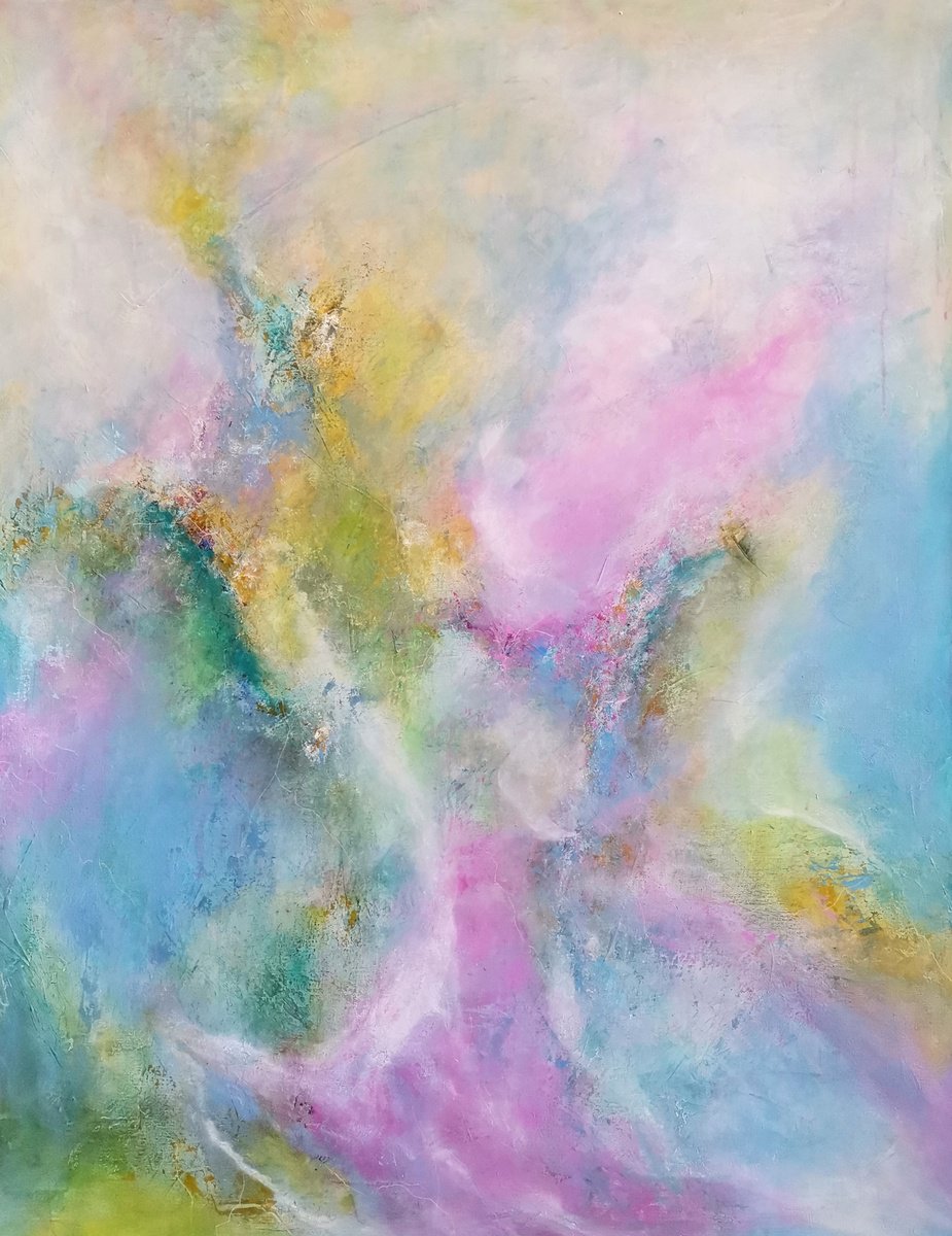 Organic Abstract Acrylic Painting By Doris Duschelbauer, 35 X 46, A Mist Of Memories, Original Artwork
