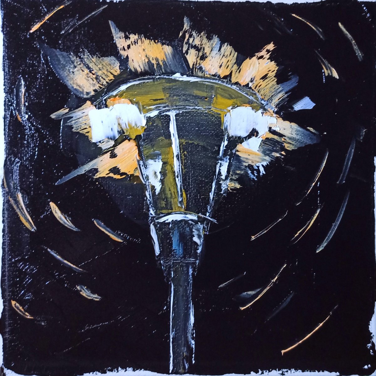 Impressionistic Cityscapes Oil Painting By Dmitry Fedorov, 8 X 8, Street Light In Night, Original Artwork