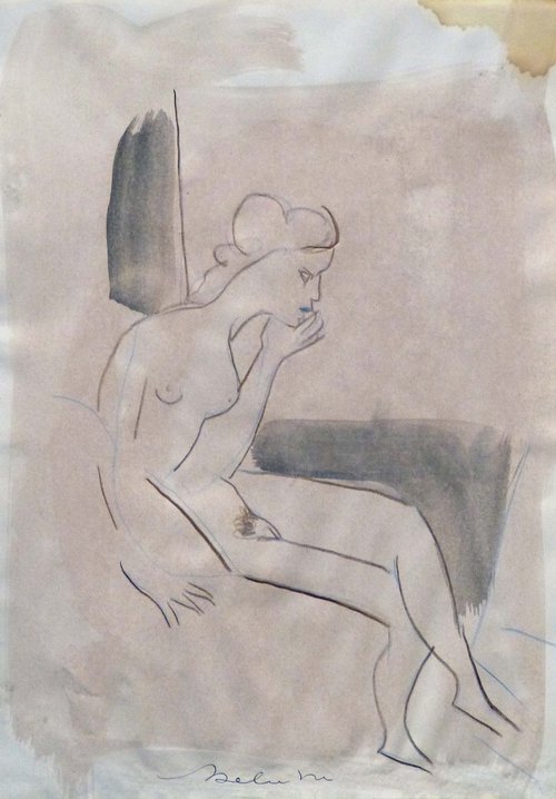The Nude Study, life sketch 21x29 cm ESA7 by Frederic Belaubre