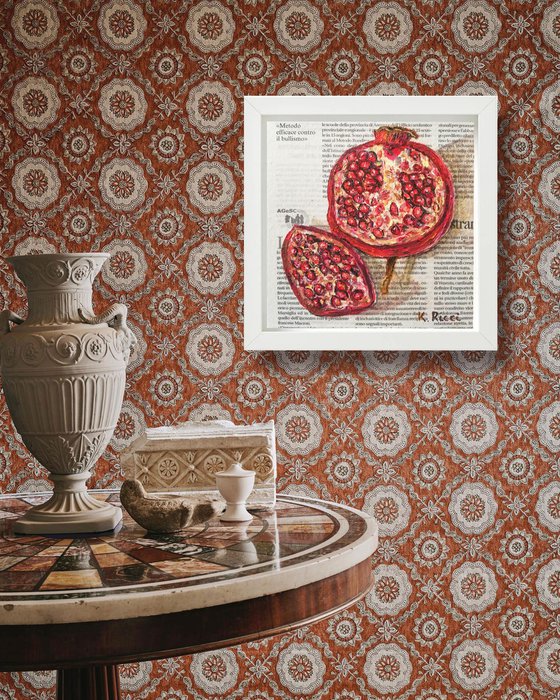 "Pomegranate on Newspaper"