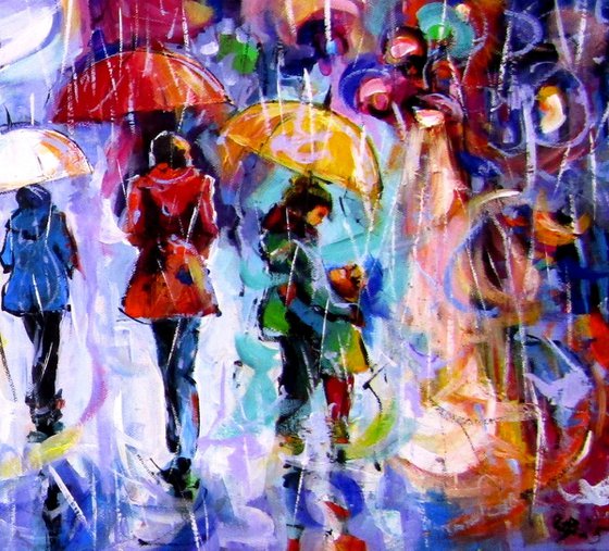 Rain, people and umbrellas III