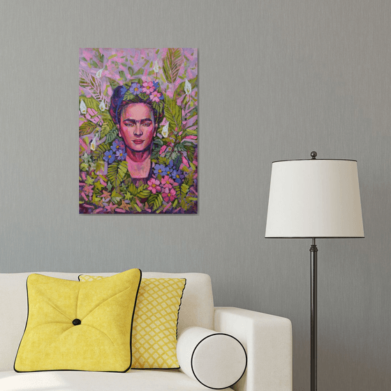 Frida Kahlo floral portrait