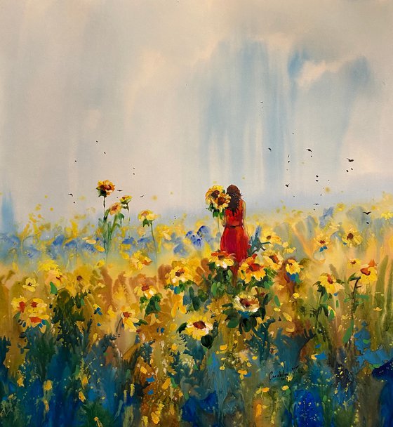 Sold Watercolor “Sun flowers” perfect gift