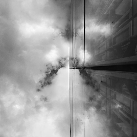 This Way Up - Black And White Surreal Architecture Photography, 12x12 Inches, C-Type, Framed