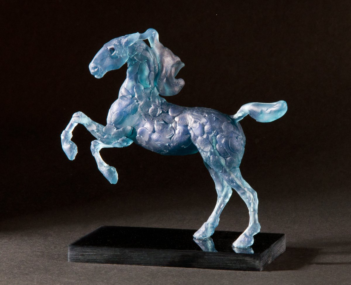 Expressive Animal Sculpture By Holly Bennett, 6 X 5, Running Horse - Blue Roan., Original Artwork