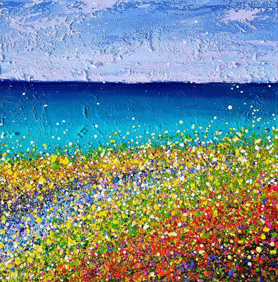 Path to the sea Flower fields Ocean landscape Cloud Heart Summer flowers
