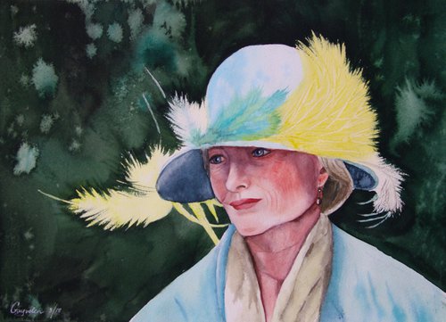 Society lady, watercolor portrait by Elena Gaivoronskaia