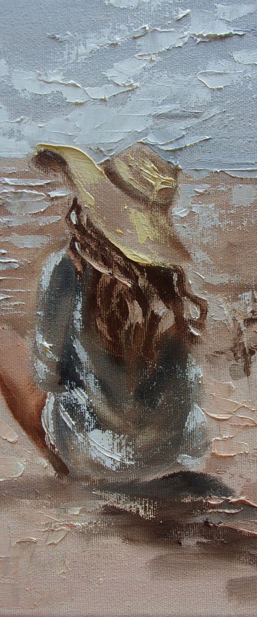 " SUMMER BREEZE ... " original painting SEA spring summer palette knife GIFT by Monika Luniak