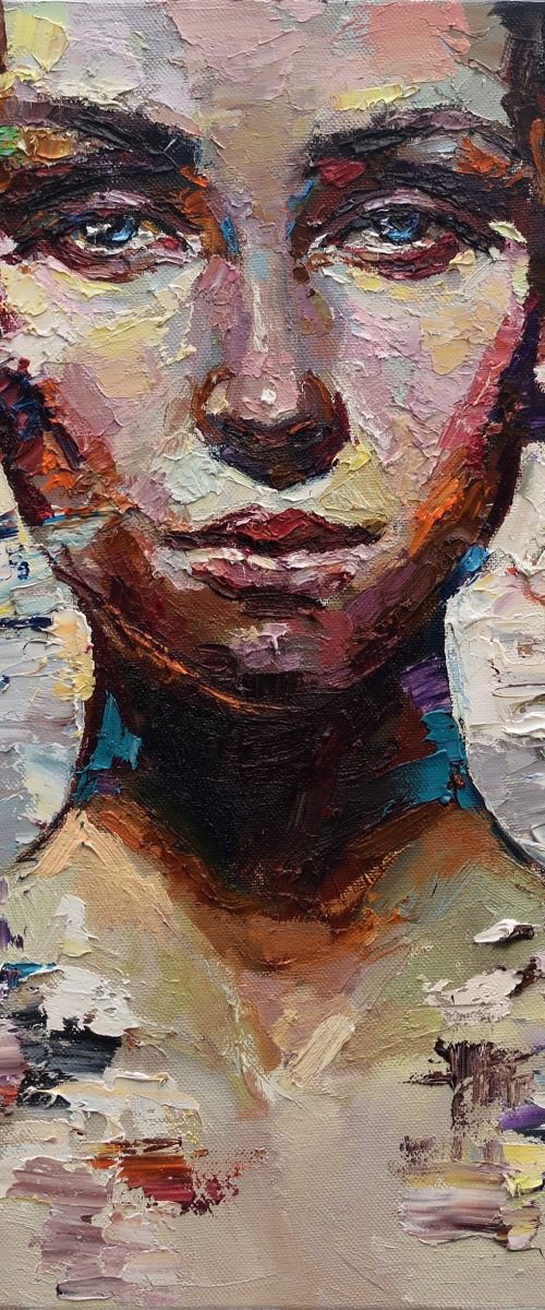 Abstract girl portrait painting #6, Original oil painting by Anastasiia Valiulina