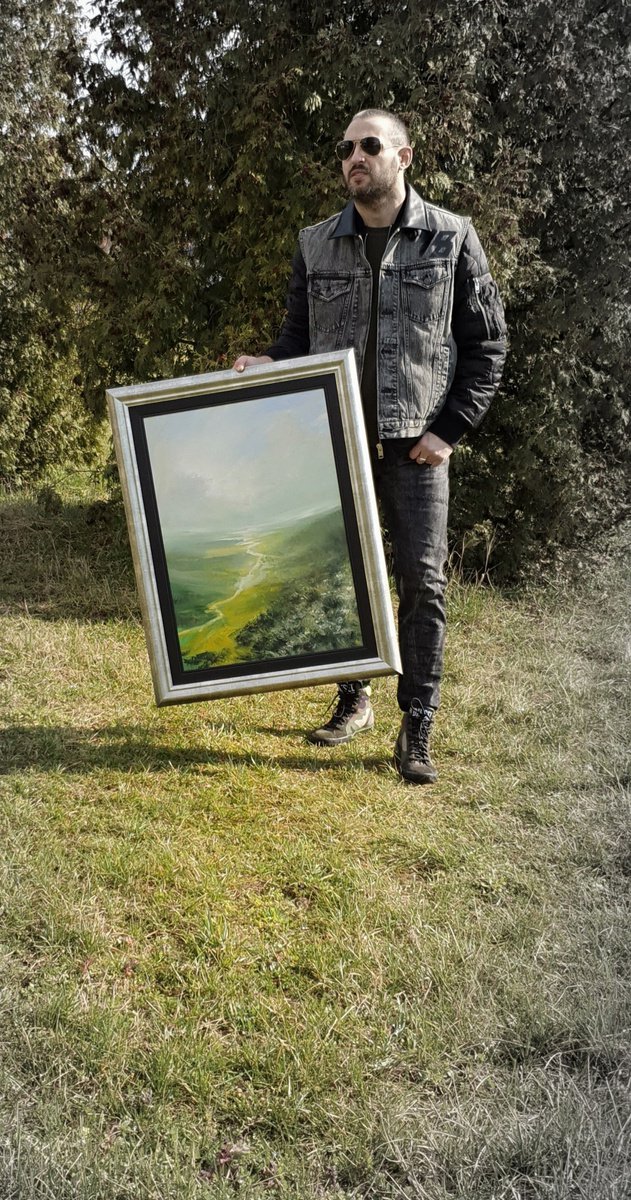 Abstract Landscape Acrylic Painting By Ivan Grozdanovski, 26 X 34, Secret Of The Green Valley, Original Artwork