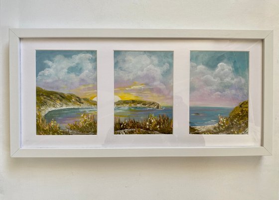 Framed Triptych of Lulworth Cove