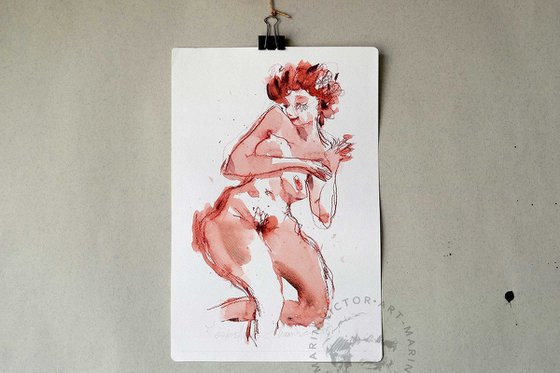 Watercolor Nude Figure