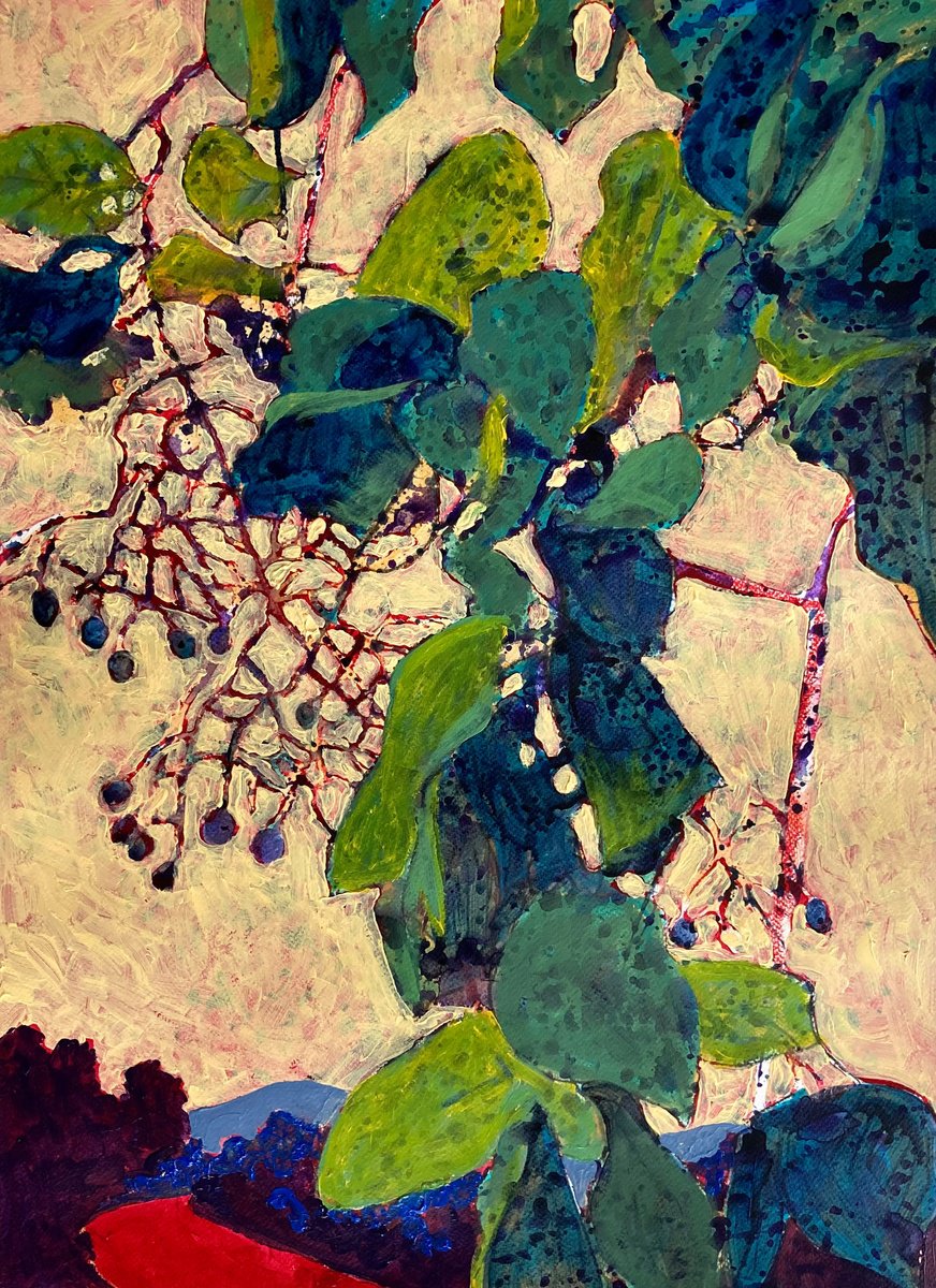 Impressionistic Landscape Acrylic Painting By John Cottee, 22 X 30, Teakberries, Original Artwork