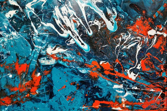 Teal Candy 240cm x 100cm Blue Orange Abstract Art