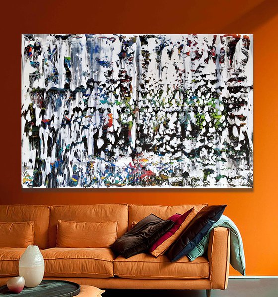 White Love - XL LARGE,  ABSTRACT ART – EXPRESSIONS OF ENERGY AND LIGHT. READY TO HANG!