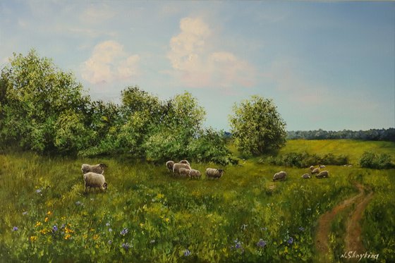 Sheep in a Meadow