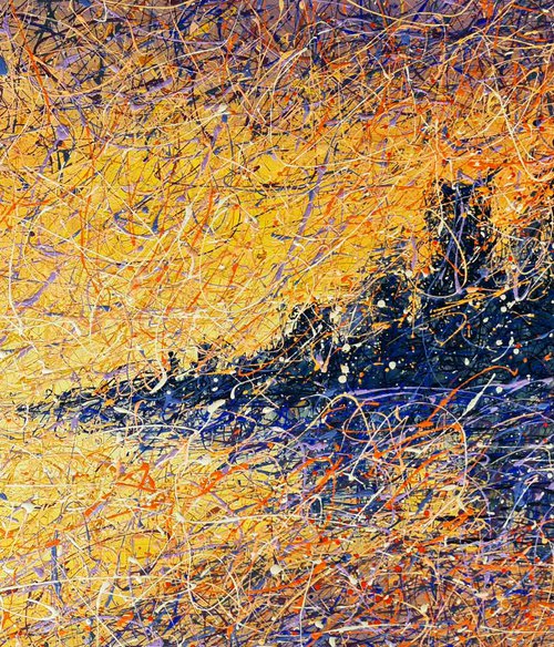 New York city Sunrise Yellow abstract art Bright sunset by Nadiia Antoniuk