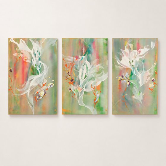 Movement Study in Pastel Chroma Triptych
