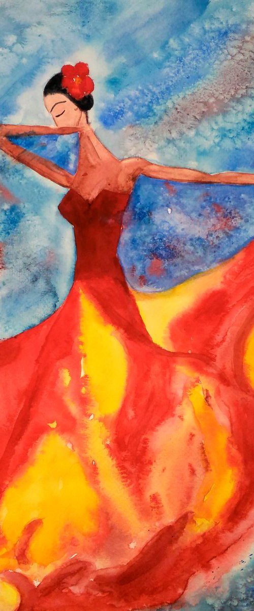 "Flamenco dancer "25*35 cm\10*14" by Halyna Kirichenko