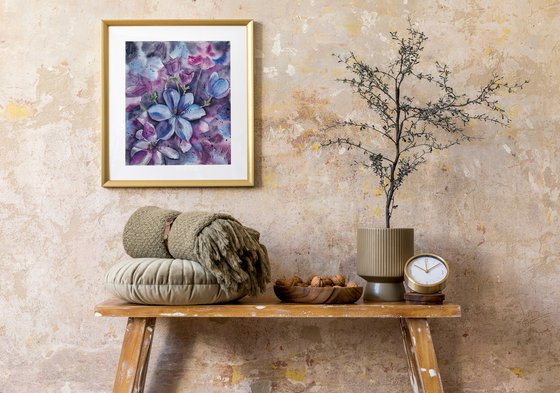 Anemones - purple flower, original watercolor