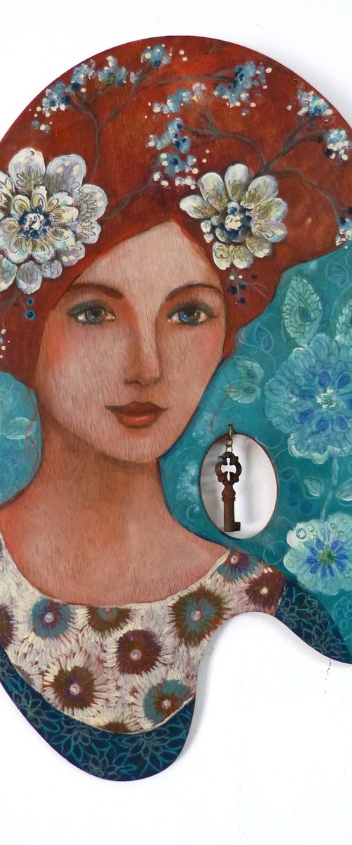 "The key to spring." on a painter's palette by Loetitia Pillault