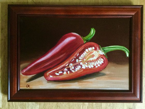 Red sweet pepper. Framed . Ready to hang .