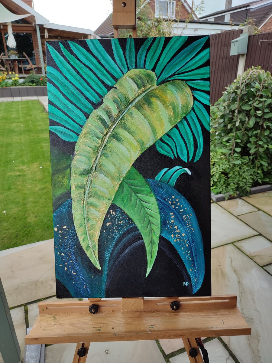 Impressionistic Botanical Painting By Nataliia Plakhotnyk, 16 X 26", Bali Vibes, Original Artwork