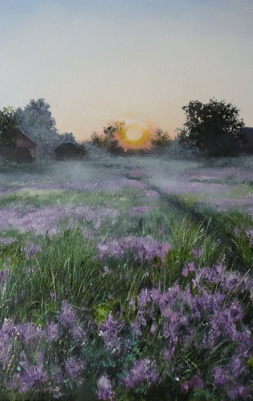 Purple Flower Landscape Meadow by Natalia Shaykina